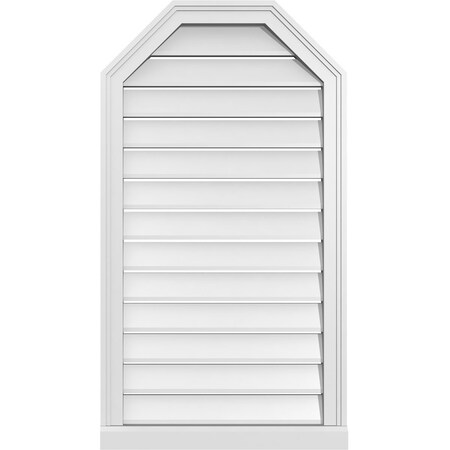 Ekena Millwork Octagonal Top Surface Mount PVC Gable Vent w/ 2"W x 2"P Brickmould Sill Frame, 22"W x 40"H GVPOT22X4003SF